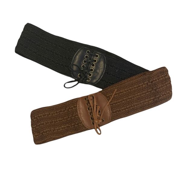 2/$30 Belt Lace Up Wrap Around Waist Black Boho Gypsy Cinched Woven Cute - Picture 7 of 11